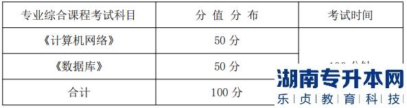 湖南信息學(xué)院專業(yè)綜合課程考試科目、分值分布及考試時(shí)間