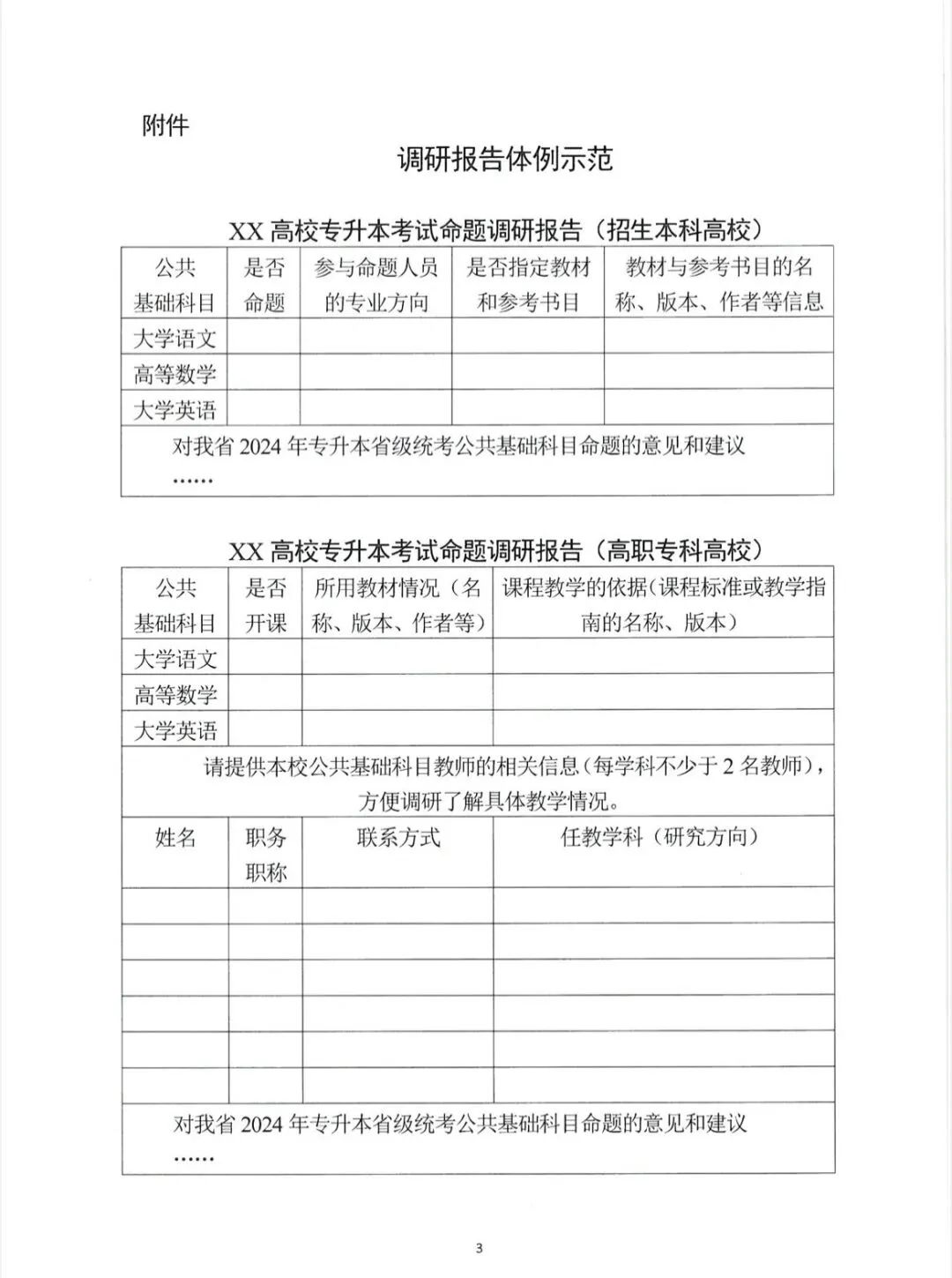 關(guān)于開展2024年湖南省普通高等學(xué)校專升本考試命題書面調(diào)研工作的函