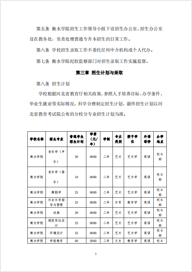 2023年衡水學(xué)院專升本招生章程公布！(圖2)