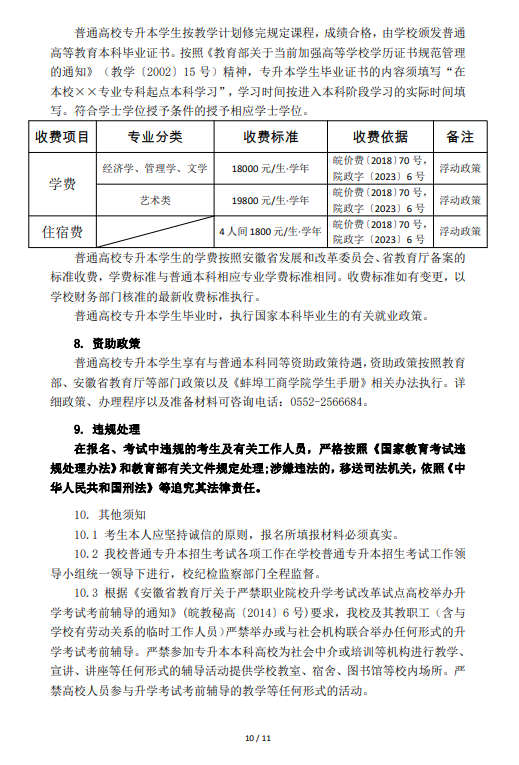 2023年蚌埠工商學(xué)院（原安徽財經(jīng)大學(xué)商學(xué)院）專升本招生章程(圖10)