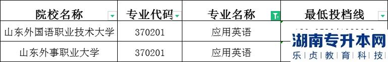 2023年山東專升本應(yīng)用英語建檔立卡投檔分?jǐn)?shù)線