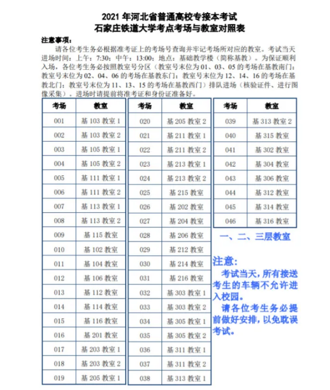 鐵道大學(xué)專接本考點(diǎn)考場(chǎng)分布